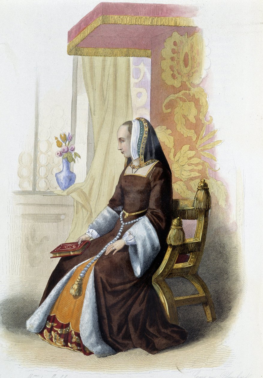 Anne av Bretagne, hertiginna av Bretagne (1477-1514) - i "" Den franske Plutarchen"", av Mennechet, Paris av French School