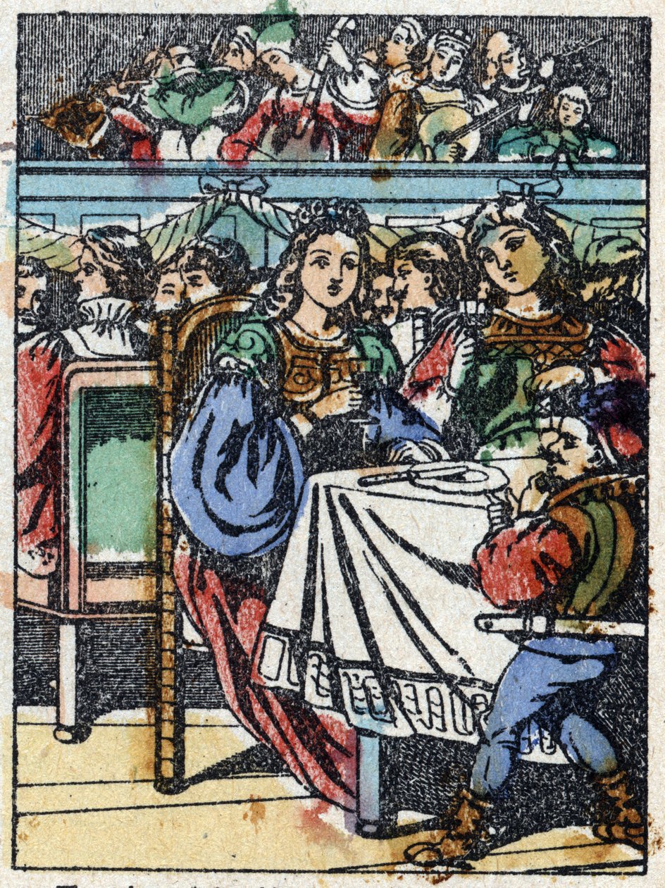 Anonym illustration för "La belle au bois dormant", berättelse av Charles Perrault (1628-1703), fransk författare. Trästick av Imaging Pellerin - Epinal, sd. Sent 1800-tal. av French School
