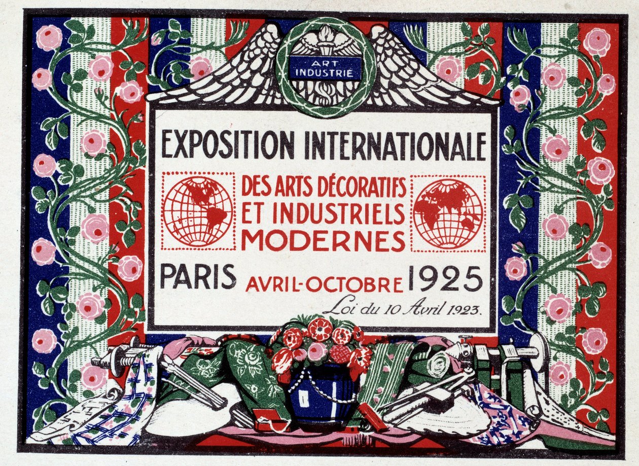 Anonym affisch för den internationella utställningen för modern dekorativ och industriell konst av French School
