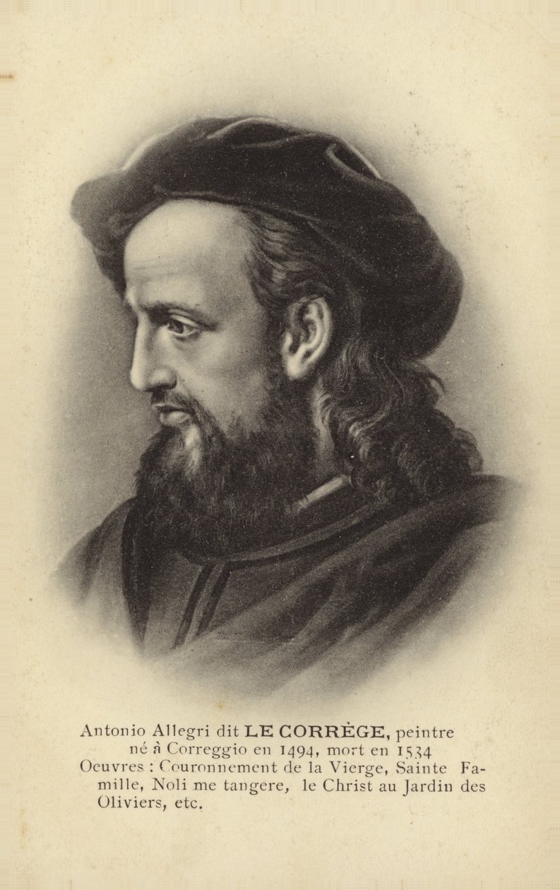 Antonio da Correggio, italiensk målare (litografi) av French School