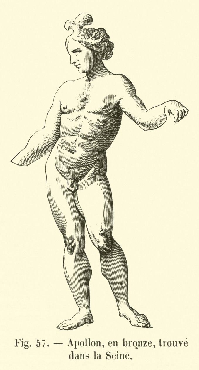 Apollo, i brons, hittad i Seine (gravyr) av French School