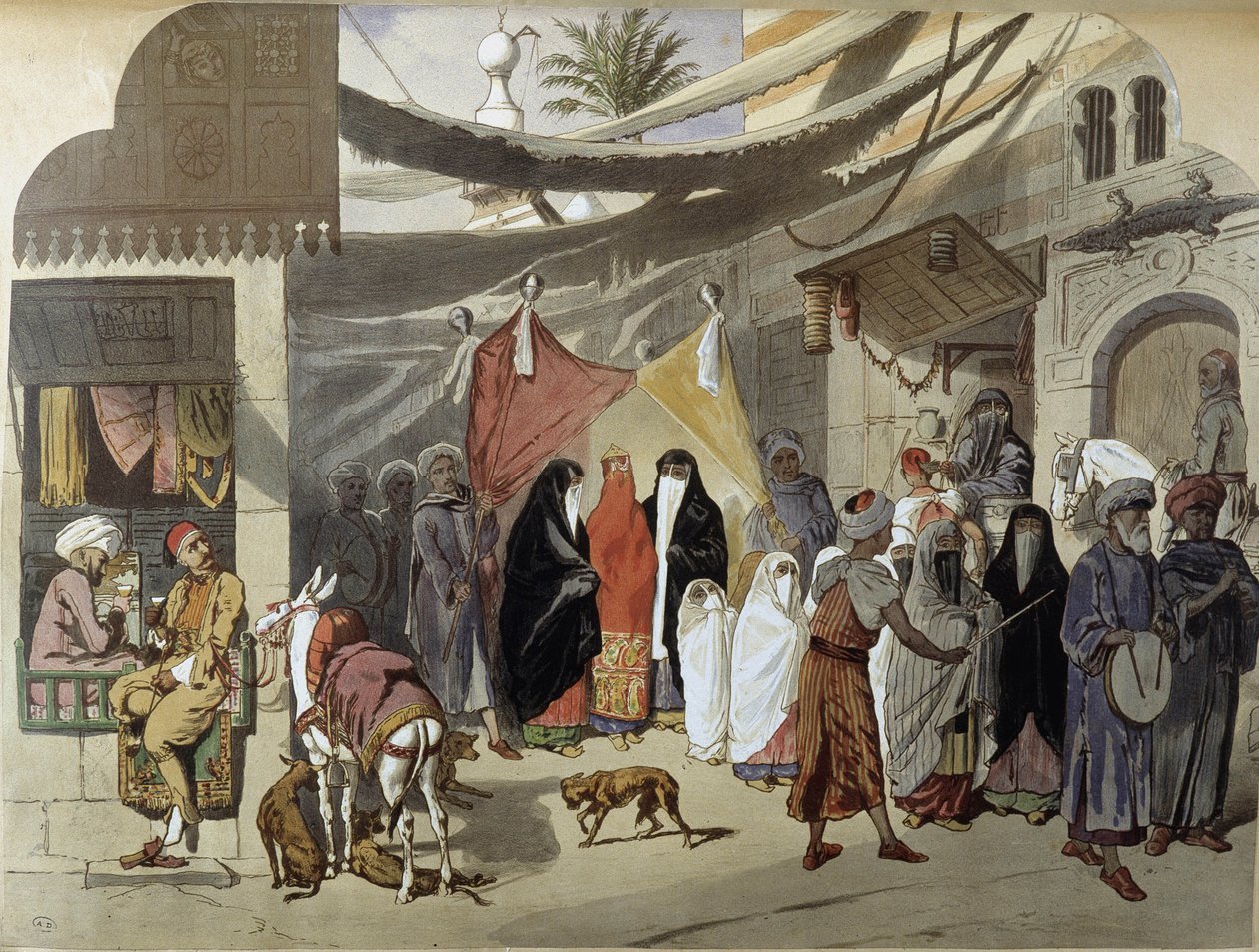 Arabiskt äktenskap i Kairo - i “” Modern Egypt””, av Henri de Amount, v.1870 av French School