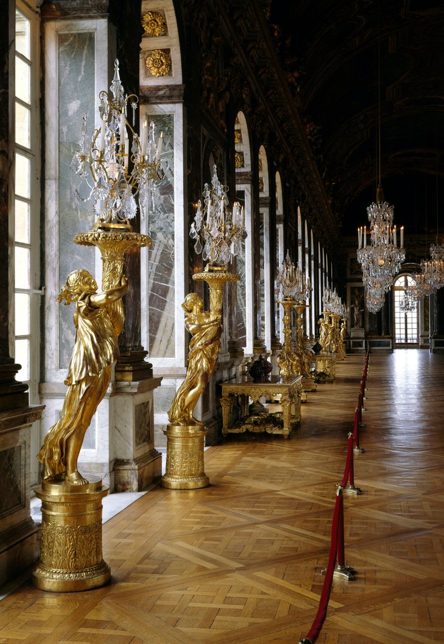 Arkitektur: utsikt över det restaurerade isgalleriet. Versailles. Musée du Chateau av French School