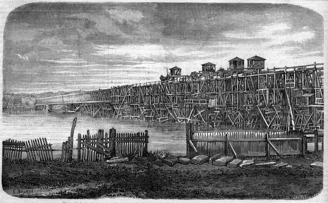 Arkitektur: utsikt över verken av Metallic Bridge of Bordeaux, Gironde (33) av French School