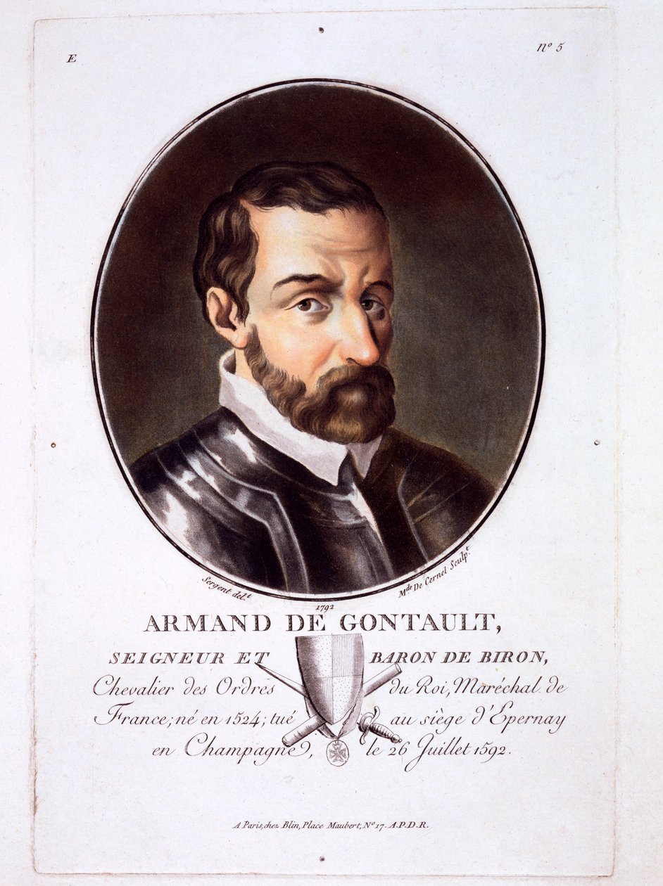 Armand de Gontaut, från Portraits of Great Men, Illustrious Women, and Memorable Subjects of France, publicerad 1787-92 av French School