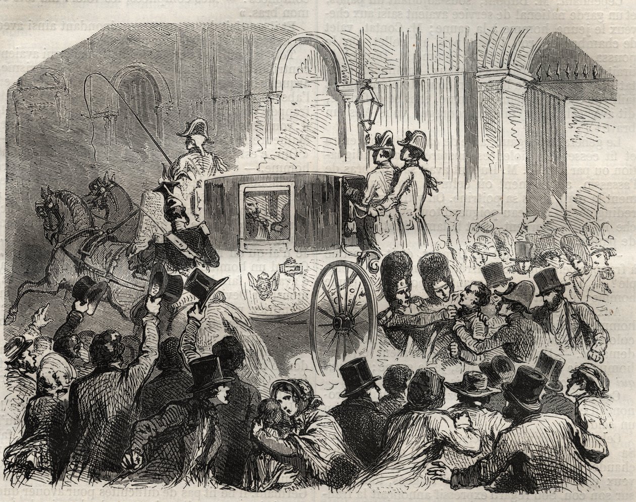 Gripande av Louis Alibaud efter hans mordförsök på Louis-Philippe 1er (1773-1850), kung av fransmännen, 25 juni av French School