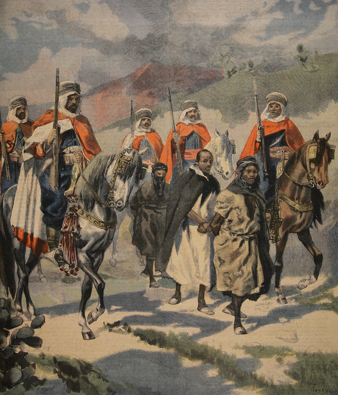 Gripande av mördarna av Marquis de Mores i Tunisien av French School