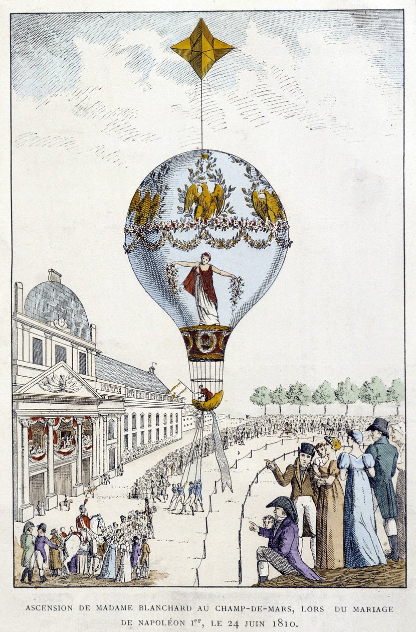 Madame de Blanchards himmelsfärd till Champs-de-Mars, vid Napoleons bröllop 1:a, 24 juni av French School