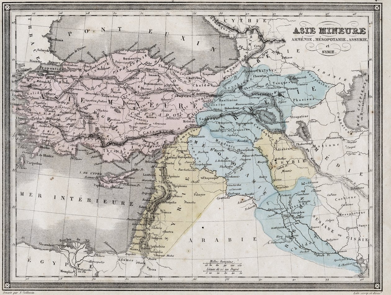 Mindre Asien, Armenien, Mesopotamien, Assyrien och Syrien i antiken - Plåt extraherad från "" Universal Atlas of Ancient and Modern Geography for the Use of Residential Schools"" av Vuillemin - ca. 1845 av French School