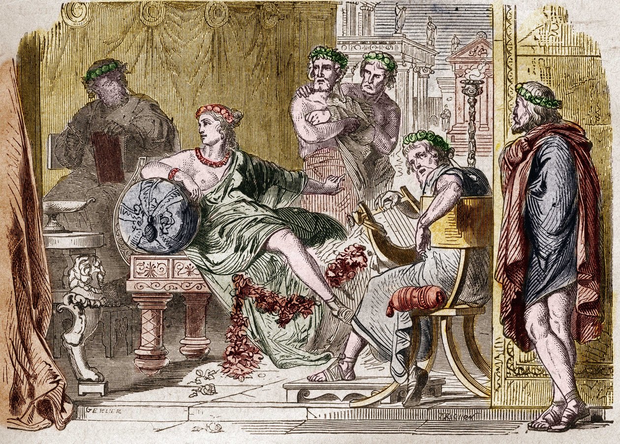 Aspasia av Miletus den grekiska kurtisanen från 500-talet f.Kr. Gravyr av French School