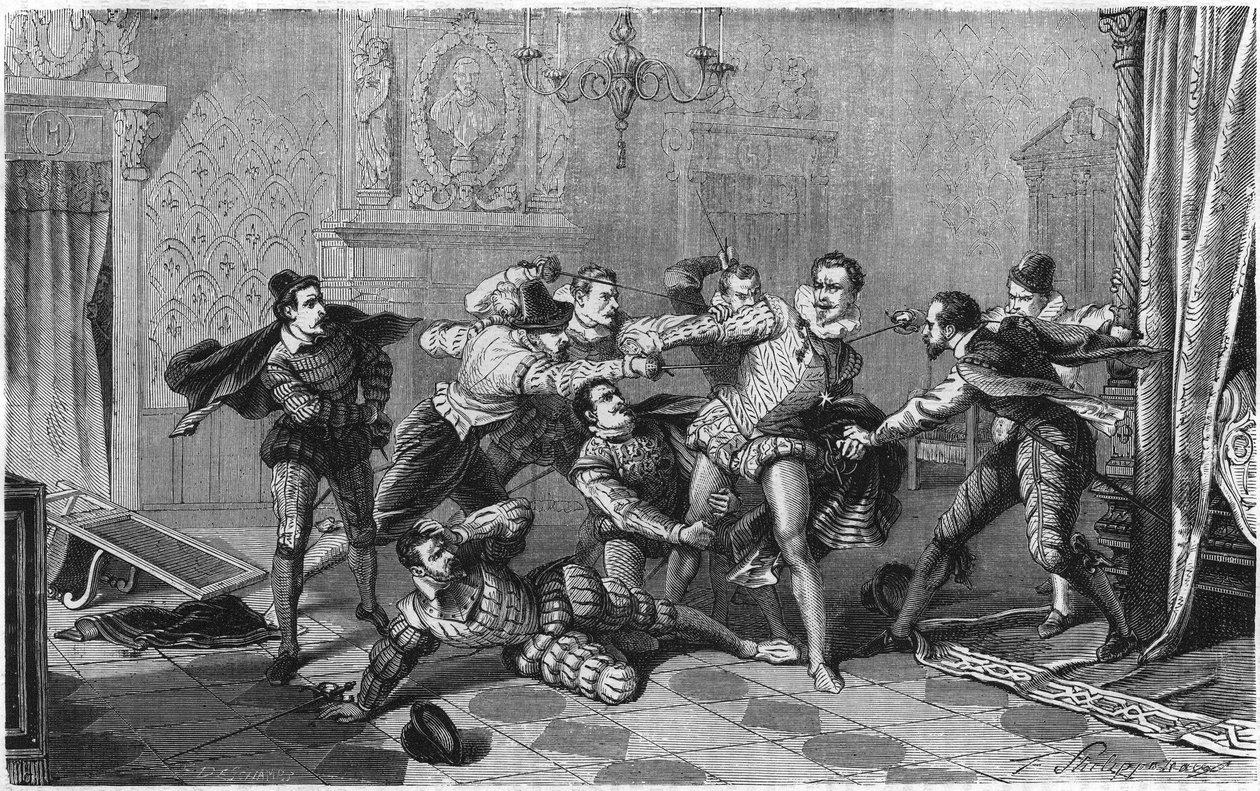 Mordet på Henrik I av Lorraine, hertig av Guise känd som Balafre (1550-1588), 23 december av French School