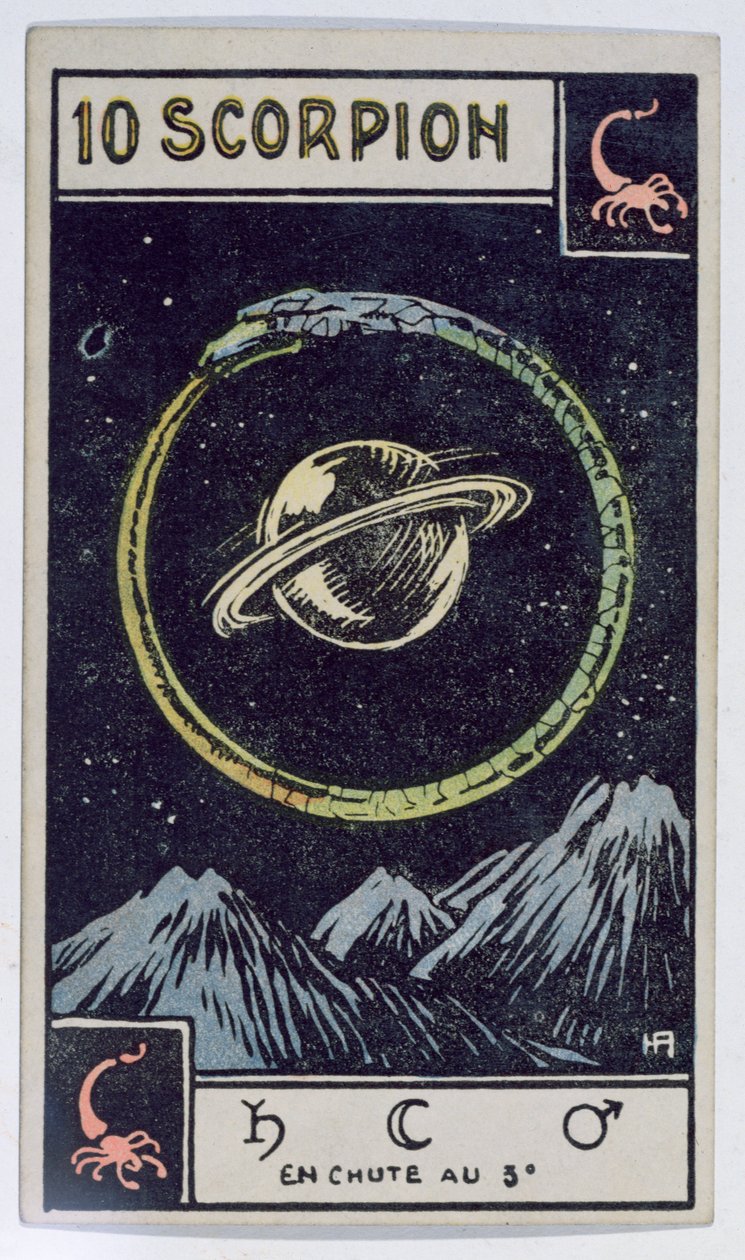 Astrologiskt tarotkort som visar Skorpionen av French School