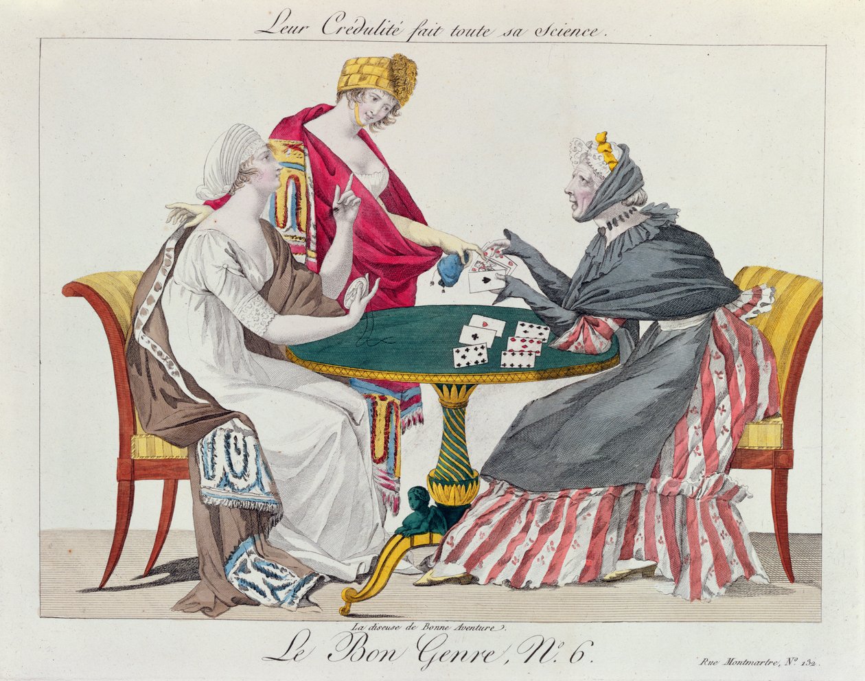Hos Fortune Teller, från le Bon Genre, 1800 av French School