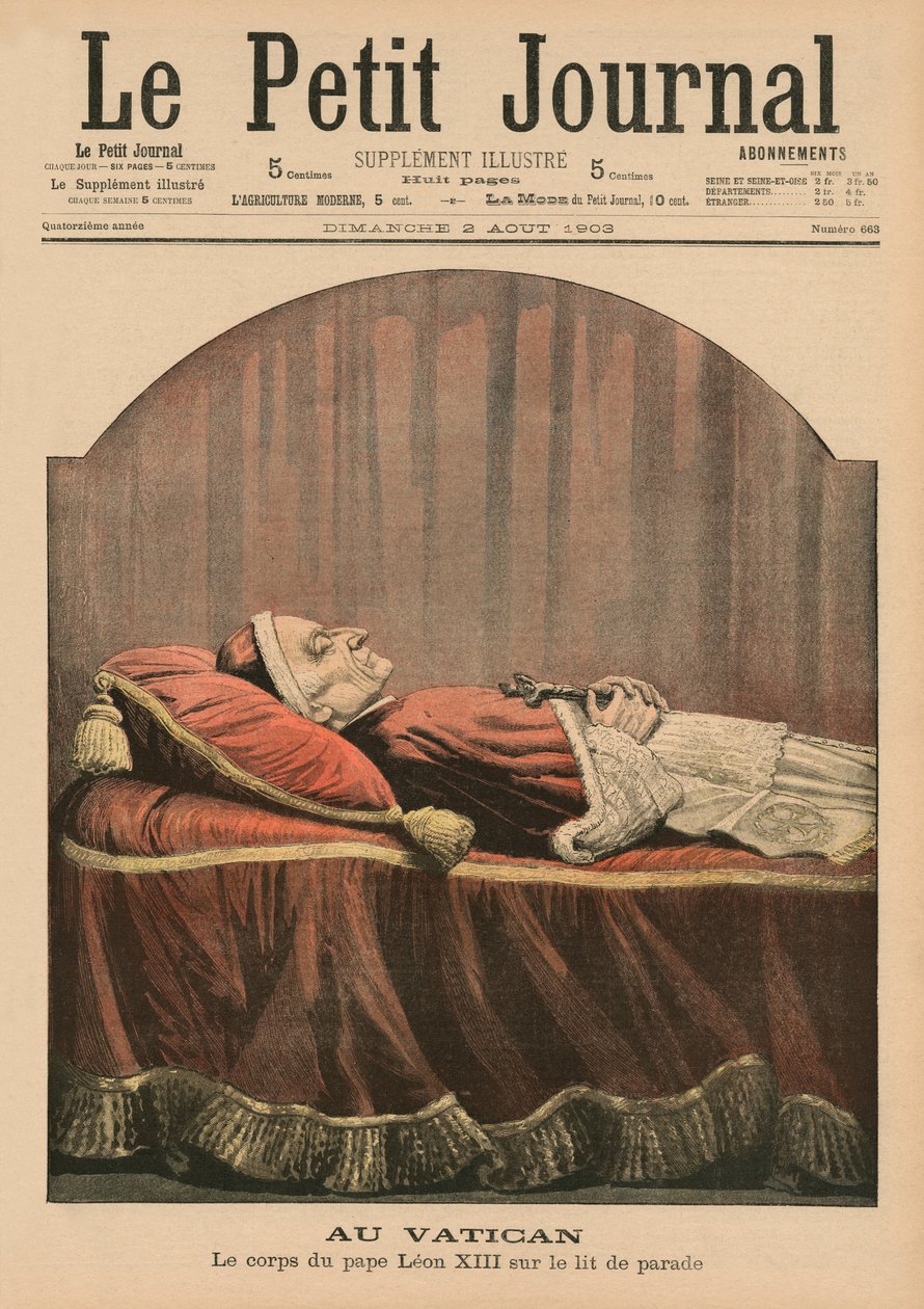 I Vatikanen, påven Leo XIII liggande i staten, framsidans illustration från 
