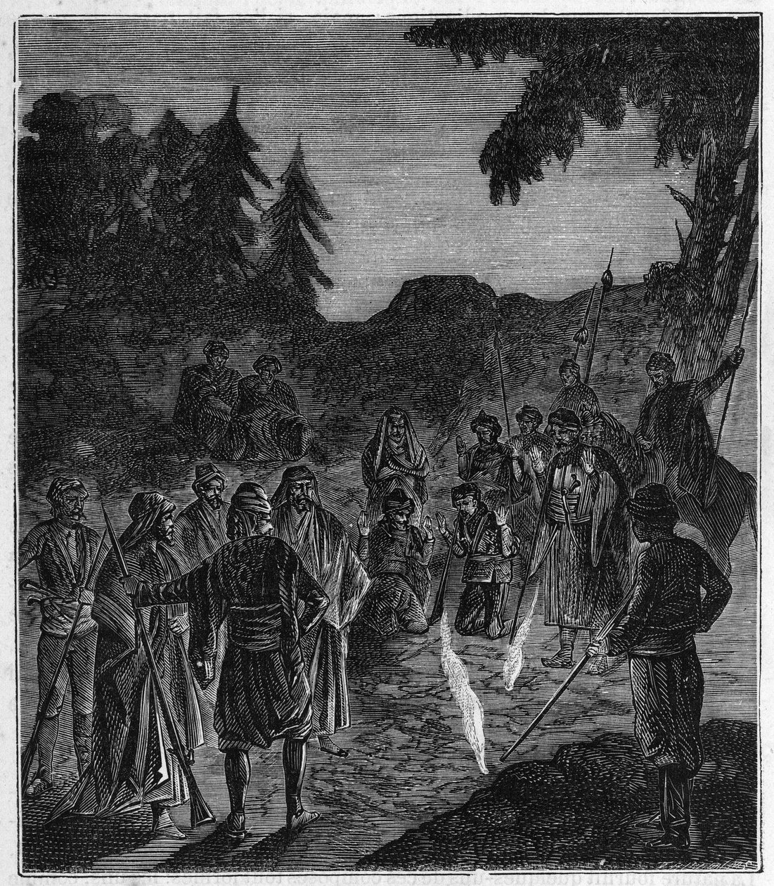 Ateshgah of Baku - Atechgah (brandhus nära Baku) (elddyrkartempel i Azerbajdzjan) Gravyr i "" Vetenskaper tillgängliga för alla - populär fysik och kemi"" av Alexis Clerc - Slutet av 1800-talet. Privat samling. av French School