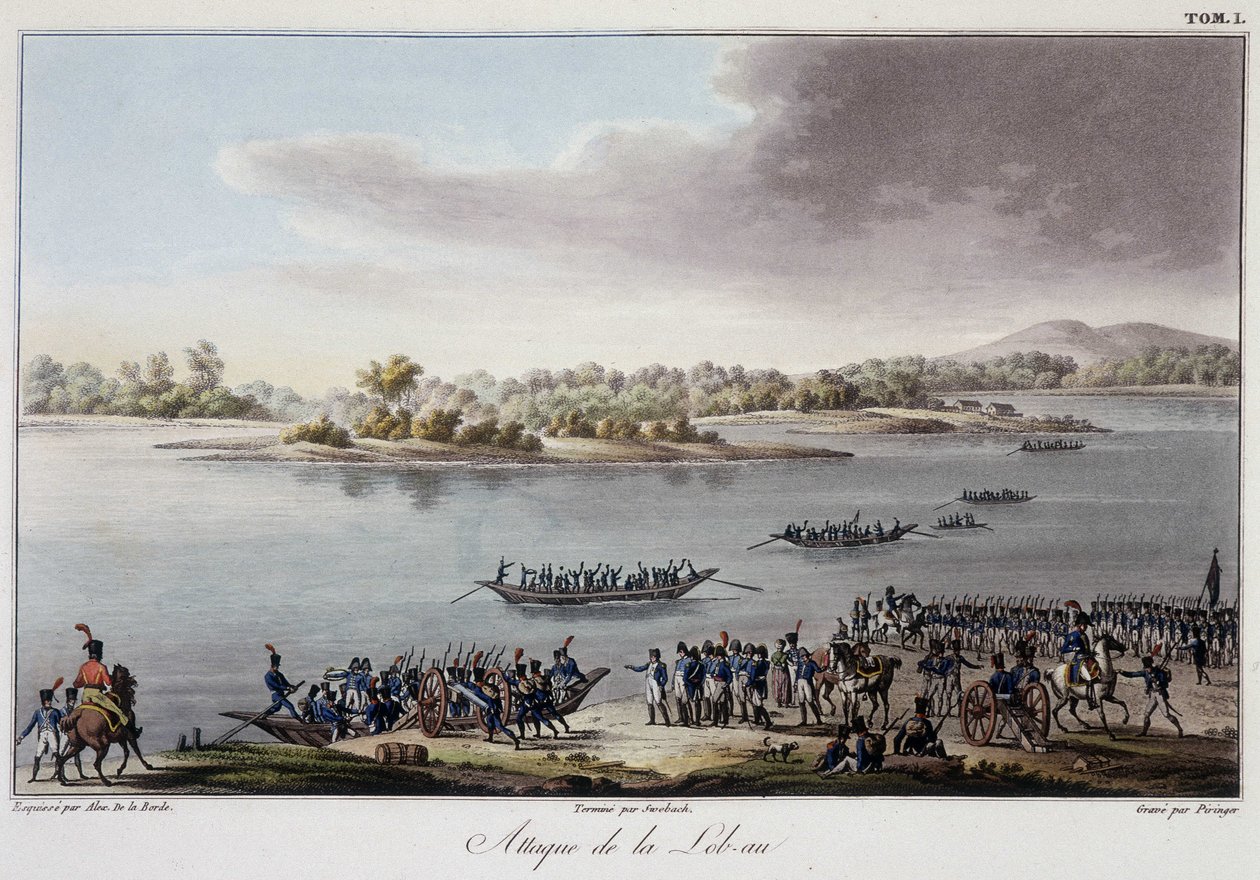 Attack av Lobau 1809 - i "Historisk sammanfattning av kriget mellan Frankrike och Österrike 1809" av French School