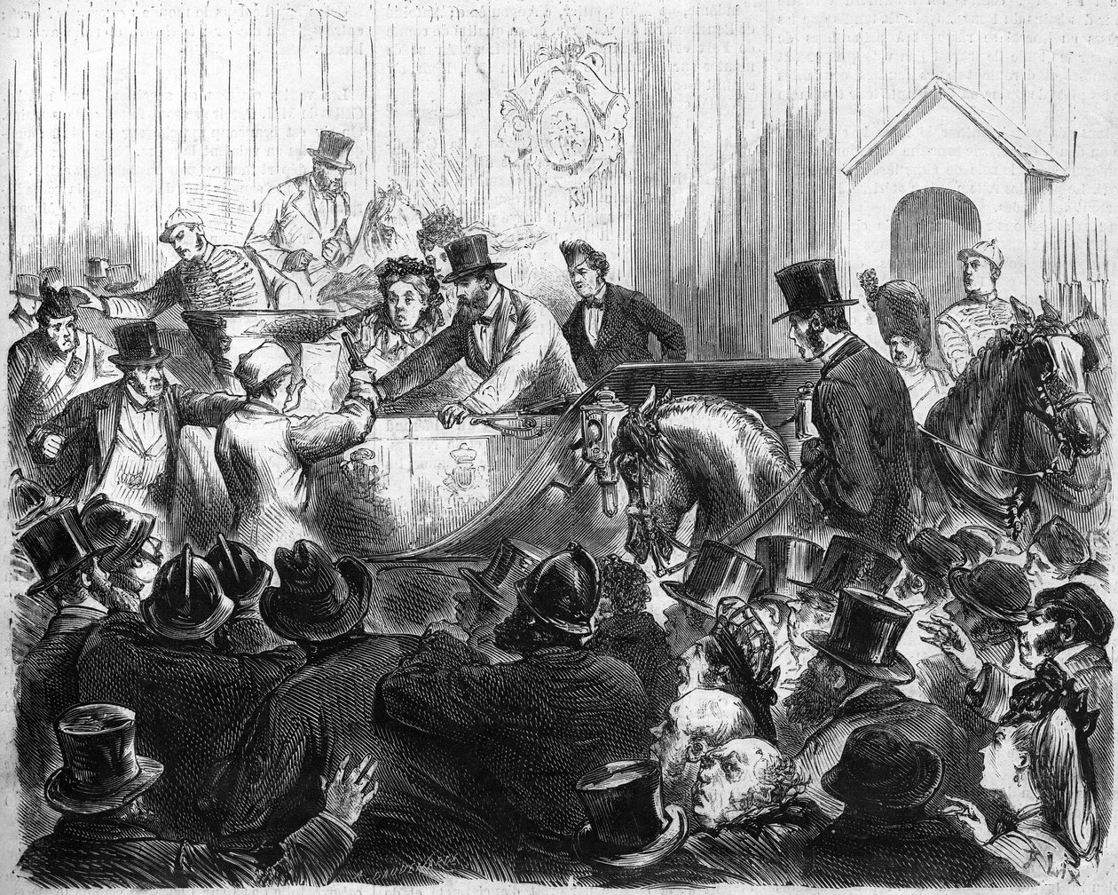 Attack på drottning av England Victoria (1819-1901) av French School