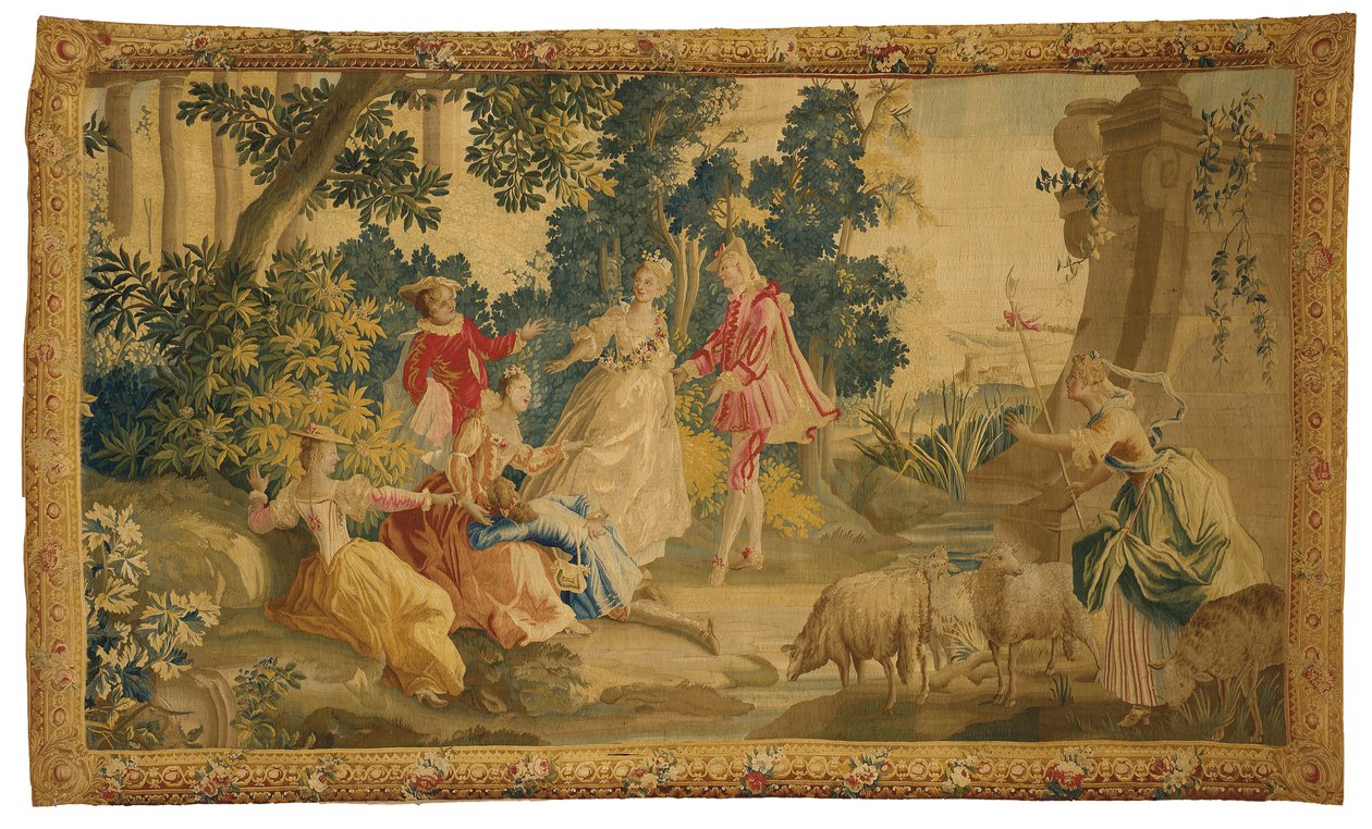 Aubusson pastoral gobeläng av French School