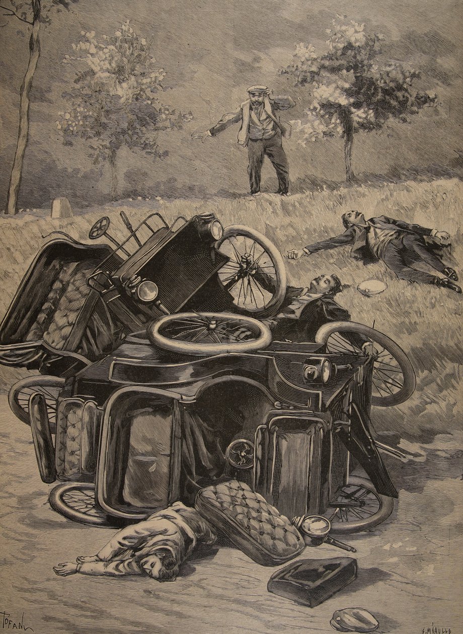 Bilolycka, illustration från Le Petit Journal: Supplement illustrerar, 1898 av French School