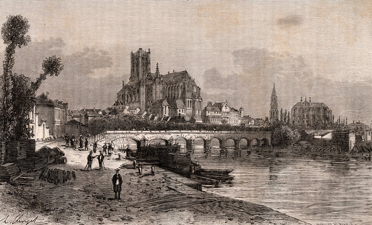 Auxerre - Bourgogne-Franche-Comte - gravyr i "La France illustrée: geografi, historia, statistisk administration" av V.A. Malt-Brown. 1884 av French School
