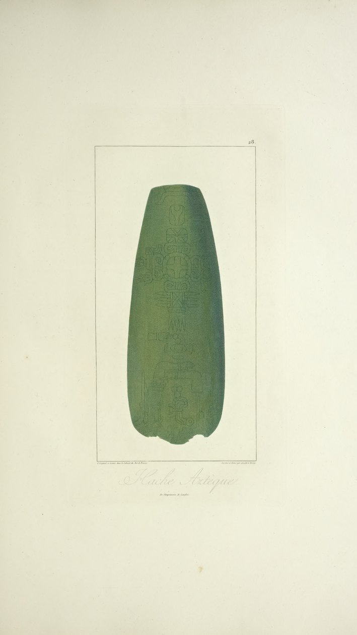 Aztec Axe, illustration från "Views of the Cordilleras and Monuments of the Native Peoples of America" ​​av Alexander von Humboldt och Aime Bonpland av French School