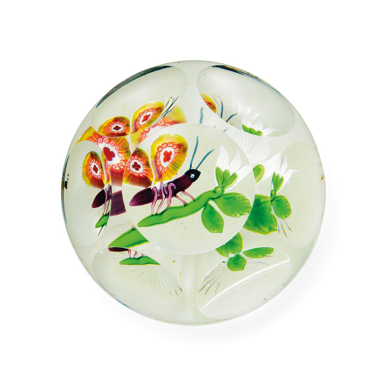Baccarat facetterad fjäril och blomvikt, mitten av 1800-talet (glas) av French School
