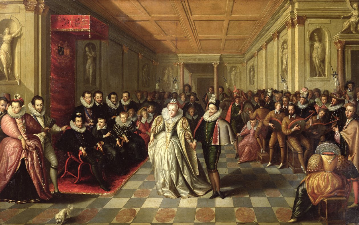 Bal vid Henri III:s hov vid tillfället av Anne, hertig av Joyeuse, äktenskap med Marguerite de Vaudemont, 24 september 1581, ca 1581 av French School