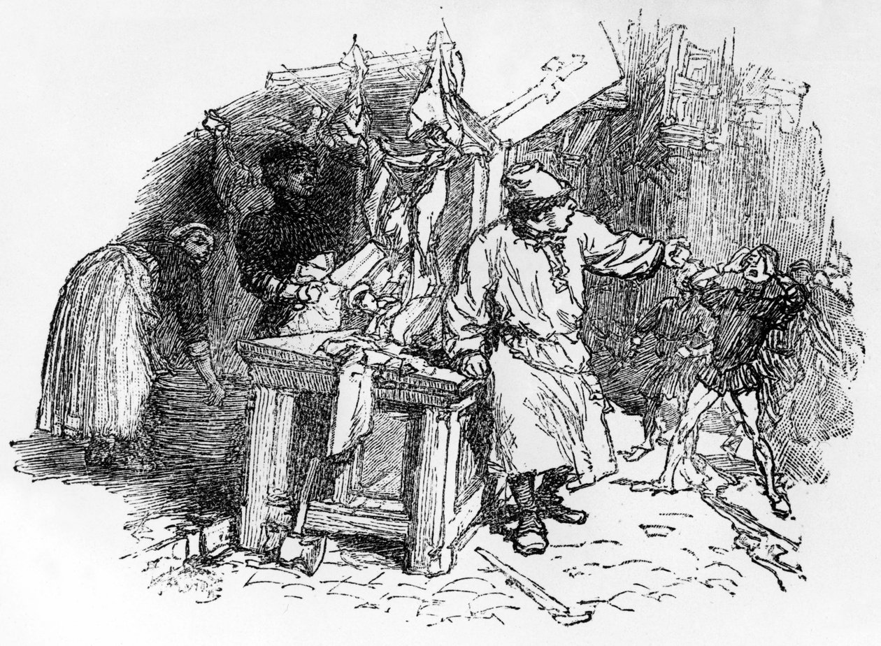 Ballader av Francois Villon "Santa Claus, who plants the vine", Pelletan edition, 1896 av French School