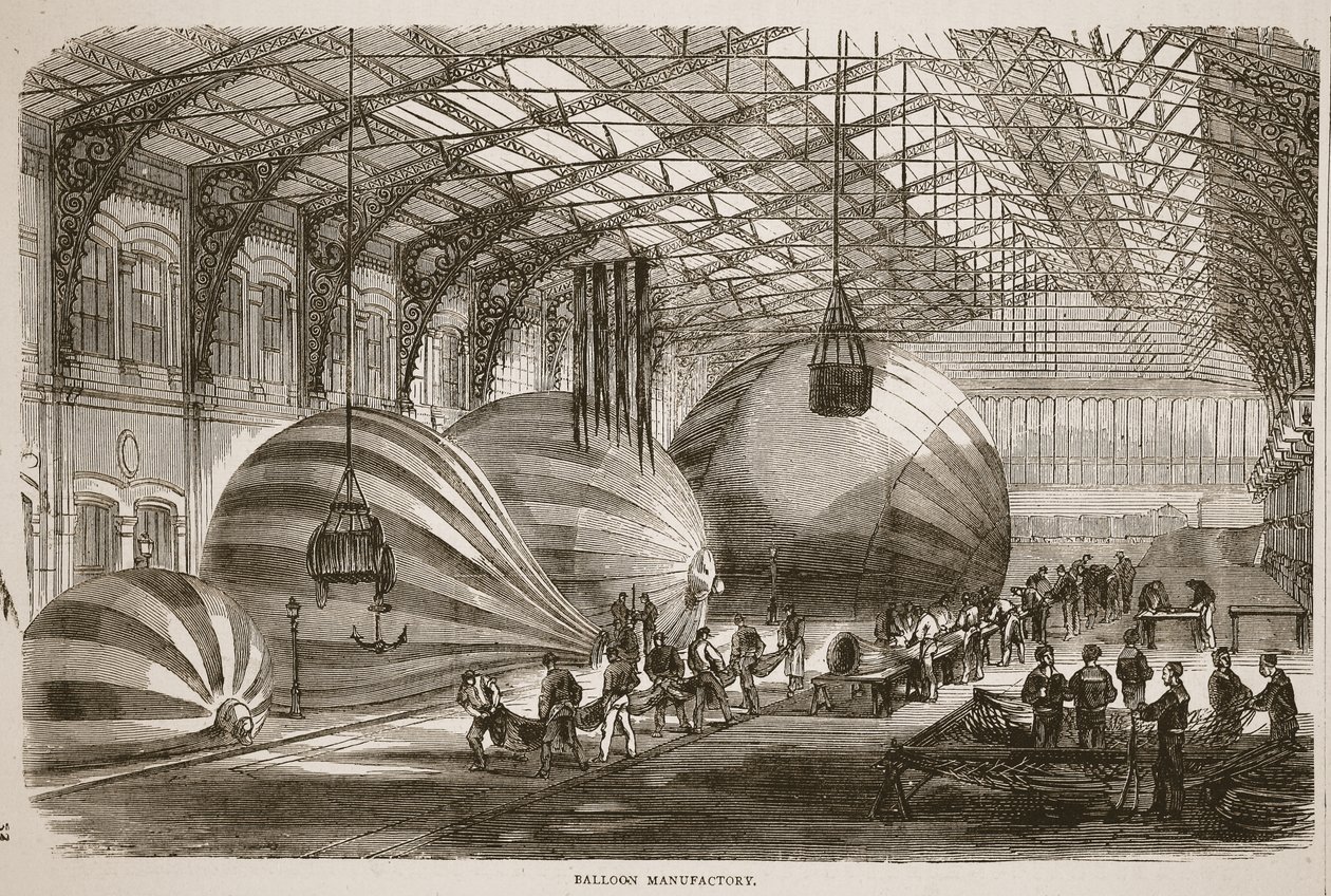 Ballongfabriken, illustration från Cassells historia om kriget mellan Frankrike och Tyskland, 1870-1871 av French School