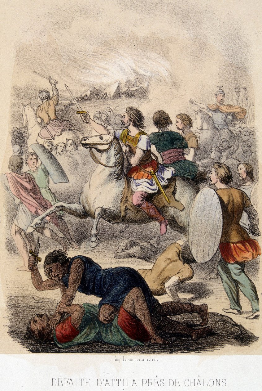 Barbarian Invasions - Attilas nederlag nära Chalons av French School