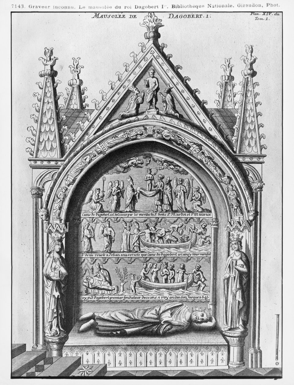 Basilica Saint-Denis, Dagobert I:s mausoleum (605-39) Frankernas kung, restaurerad av Adolphe Victor Geoffrey-Dechaume (1816-92) 1862 av French School