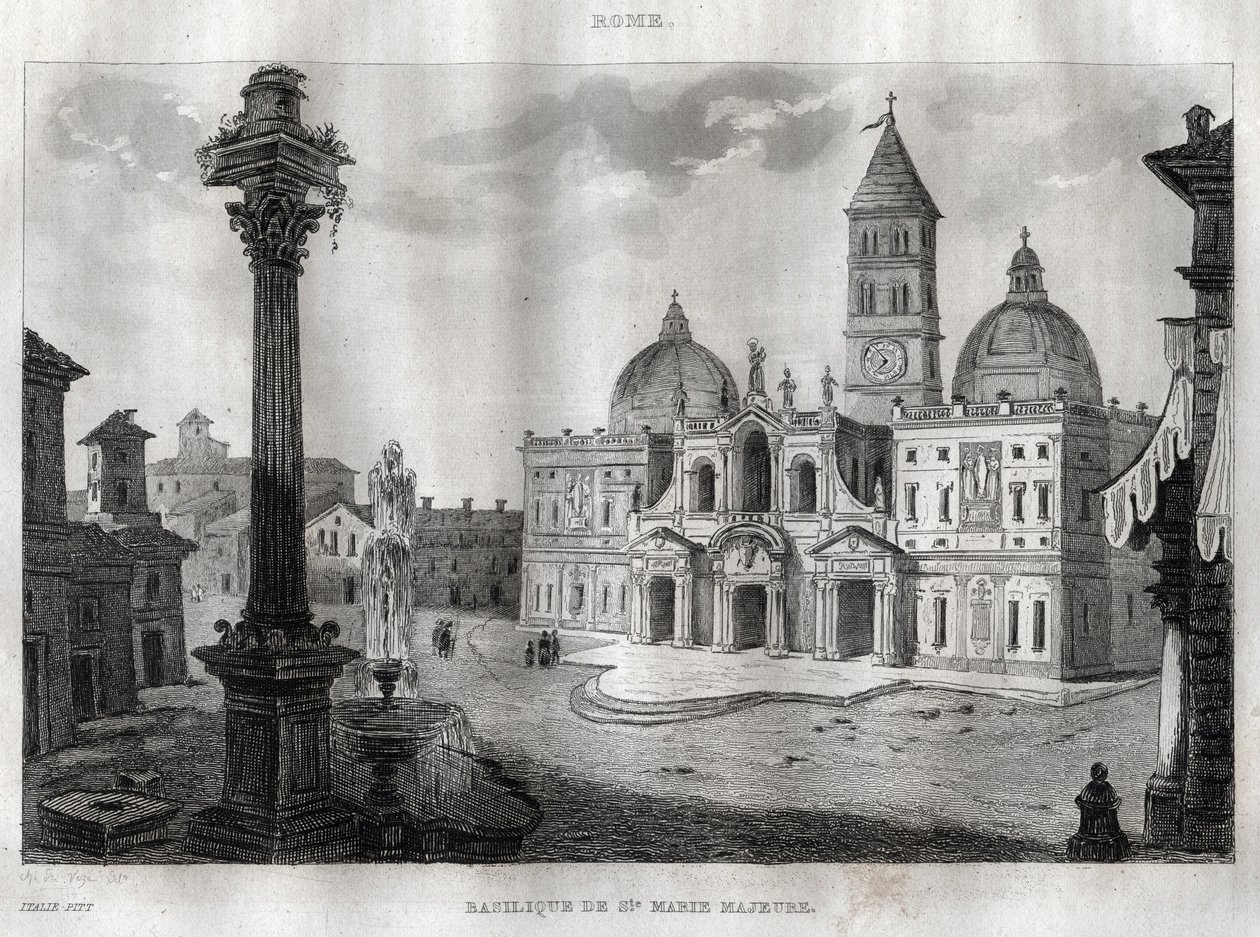 Basilica di Santa Maria Maggiore - Rom - Basilica of Santa Maria Maggiore (Basilica of Santa Maria Maggiore) Rom - Gravyr från "" Pittoreska Italien "" - Historisk och beskrivande målning av Italien "" av M. de Norvins, Ch. Nodier 1834- 1836. av French School