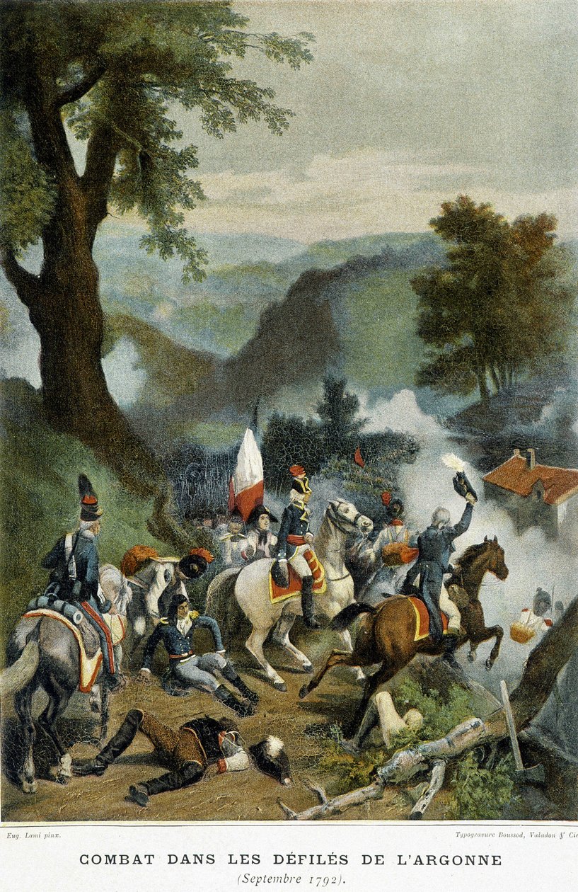 Strider i Argonne-området (Ardennerna, Marne och Meuse). Det var under detta fälttåg (1792) som Dumouriez vann Valmy-segern. av French School