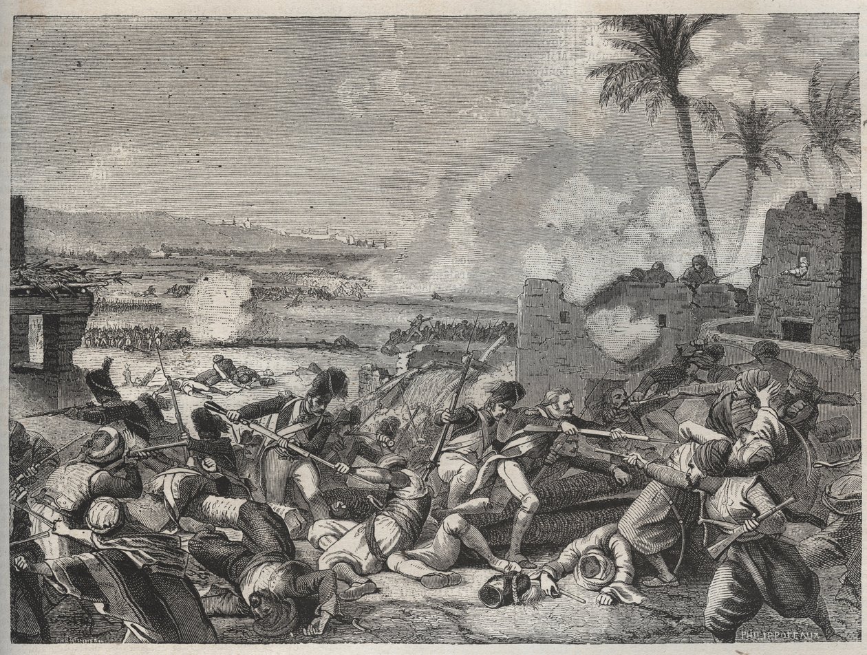 Slaget vid Sediman - strid mellan den franska armén under befäl av general Louis Charles Antoine Desaix (1768-1800) och den mamlukska armén Mourad Bey (1750-1801), 7 oktober av French School