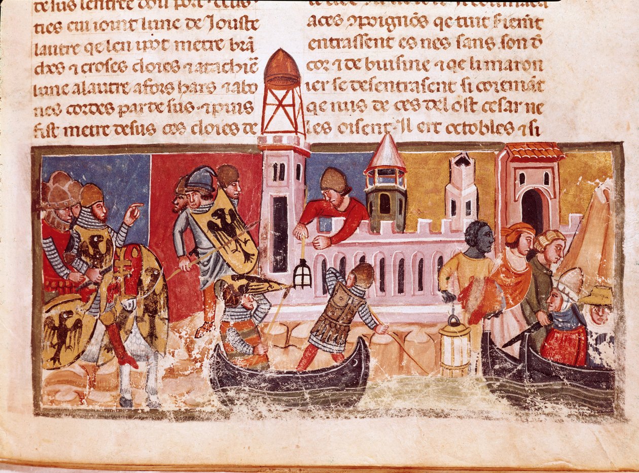Slaget på Jerusalems vallar, illustration från "The Legend of Ogier the Dane" av French School