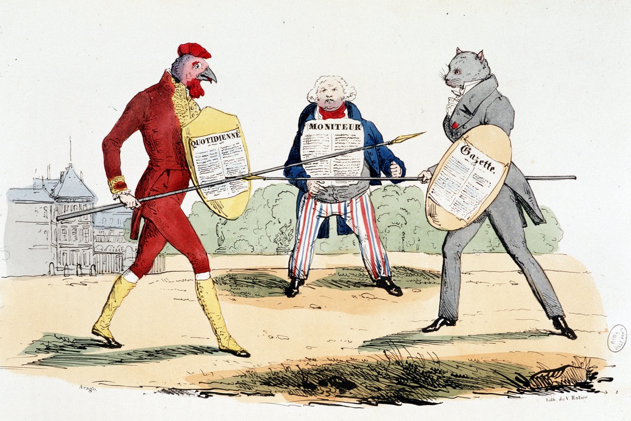 Battle singular (duell mellan tidningarna "" La Gazette", "" Le Moniteur" och "" Daily") - i "" La Silhouette""" av French School