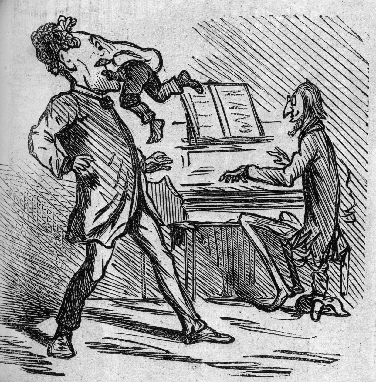 Innan han sjunger Mr. Offenbachs musik, blir tenoren Hyacinthe slagen för att ge lite lättnad åt hans huvudnoter. Fransmannen naturaliserar den tyske kompositören Jacques Offenbach (1819-1880) som spelar piano och Louis Hyacinthe Duflost, dit Hyacinthe av French School