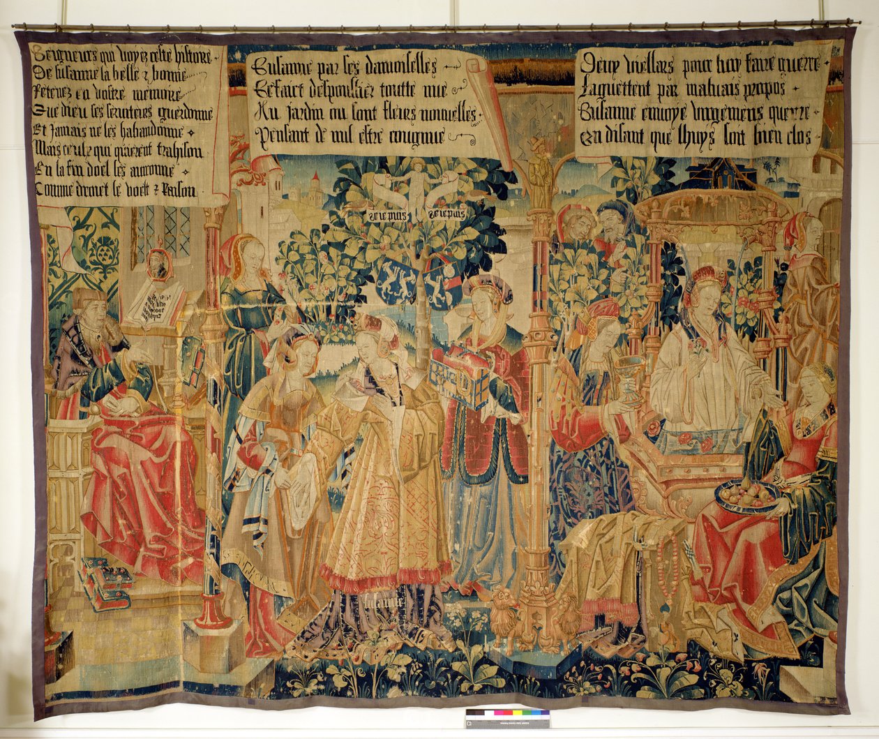 Benigne de Cirey och Susanna Bathing, vänster panel från Story of Susanna av French School