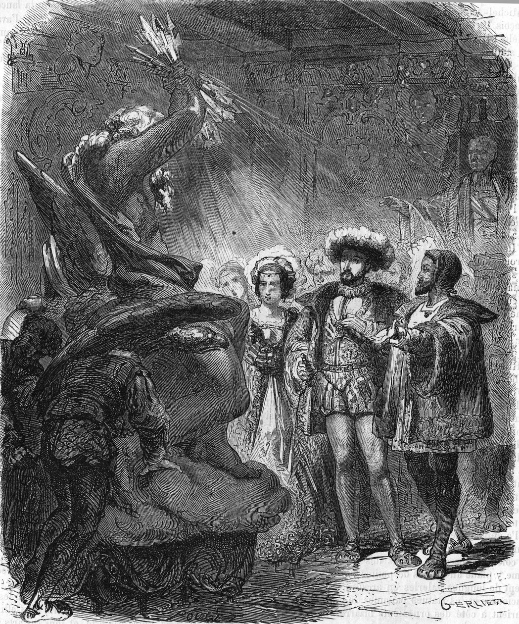 Benvenuto Cellini (1500-1571), italiensk konstnär vid Francois 1sts hov. I ""Popular History of France"", nd. ca 1885. Gravyr. av French School