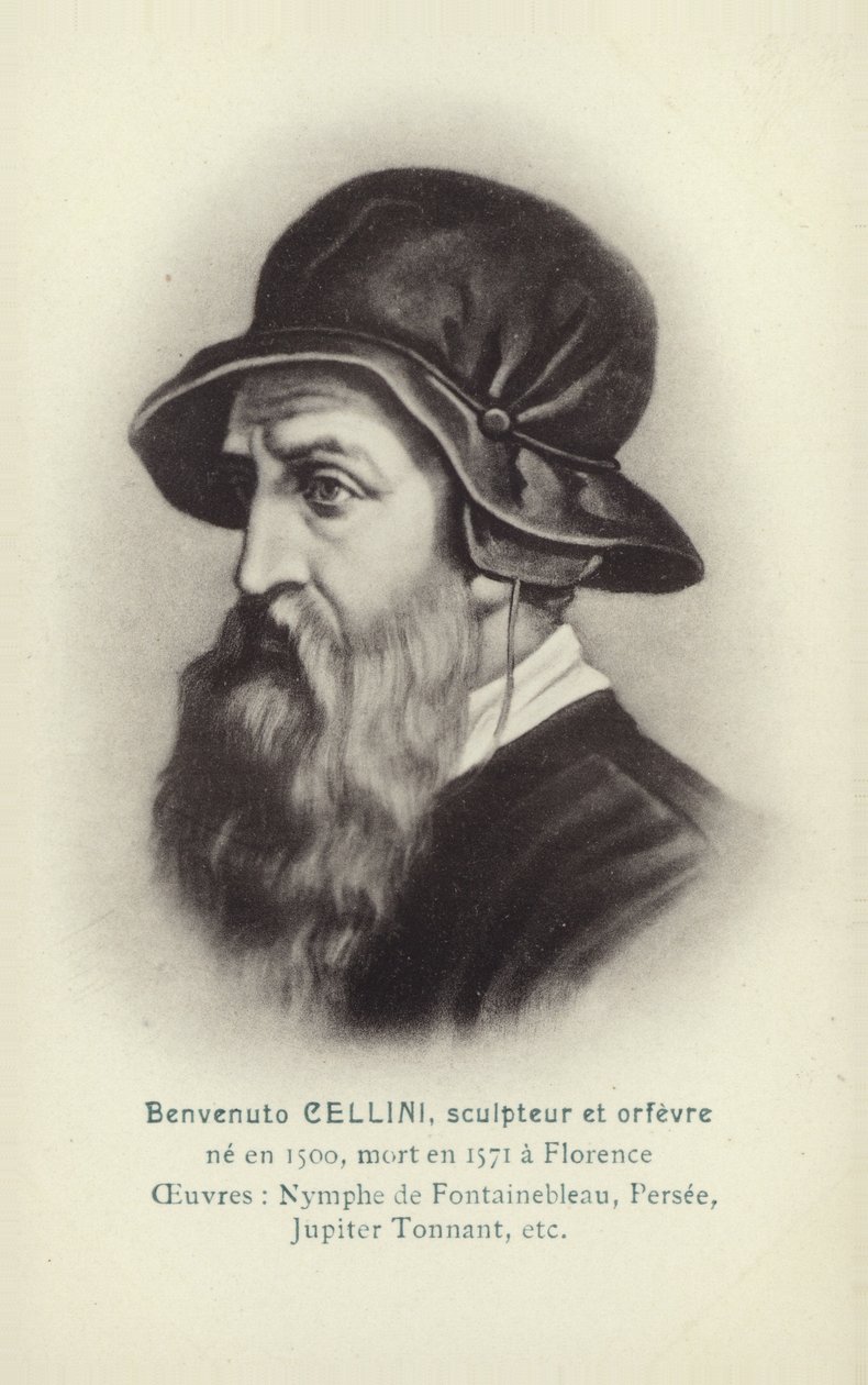 Benvenuto Cellini, italiensk skulptör och guldsmed (litografi) av French School
