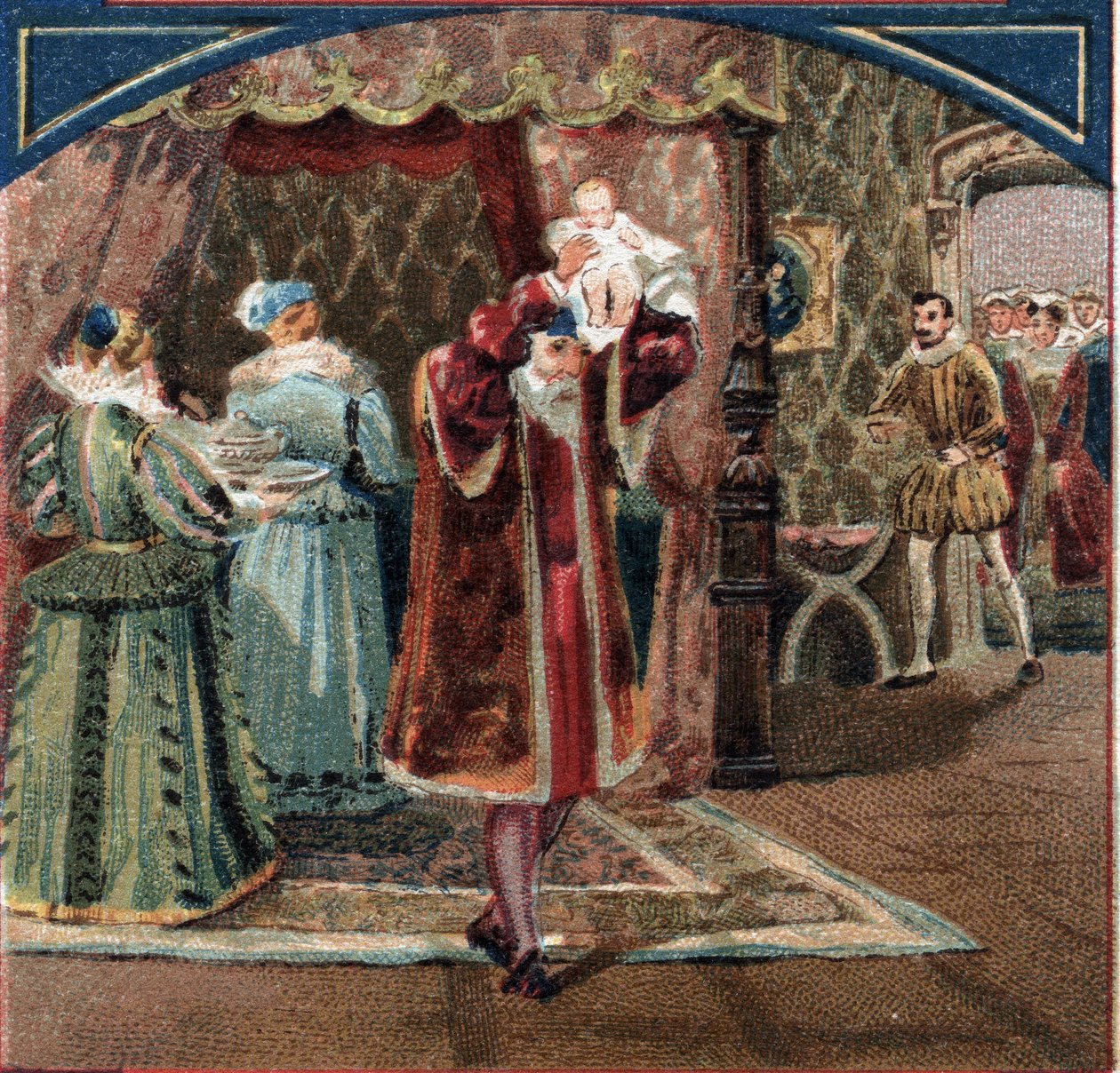 Kung Henrik IVs födelse den 13/12/1553 på Chateau de Pau Jeanne III, känd som Jeanne d