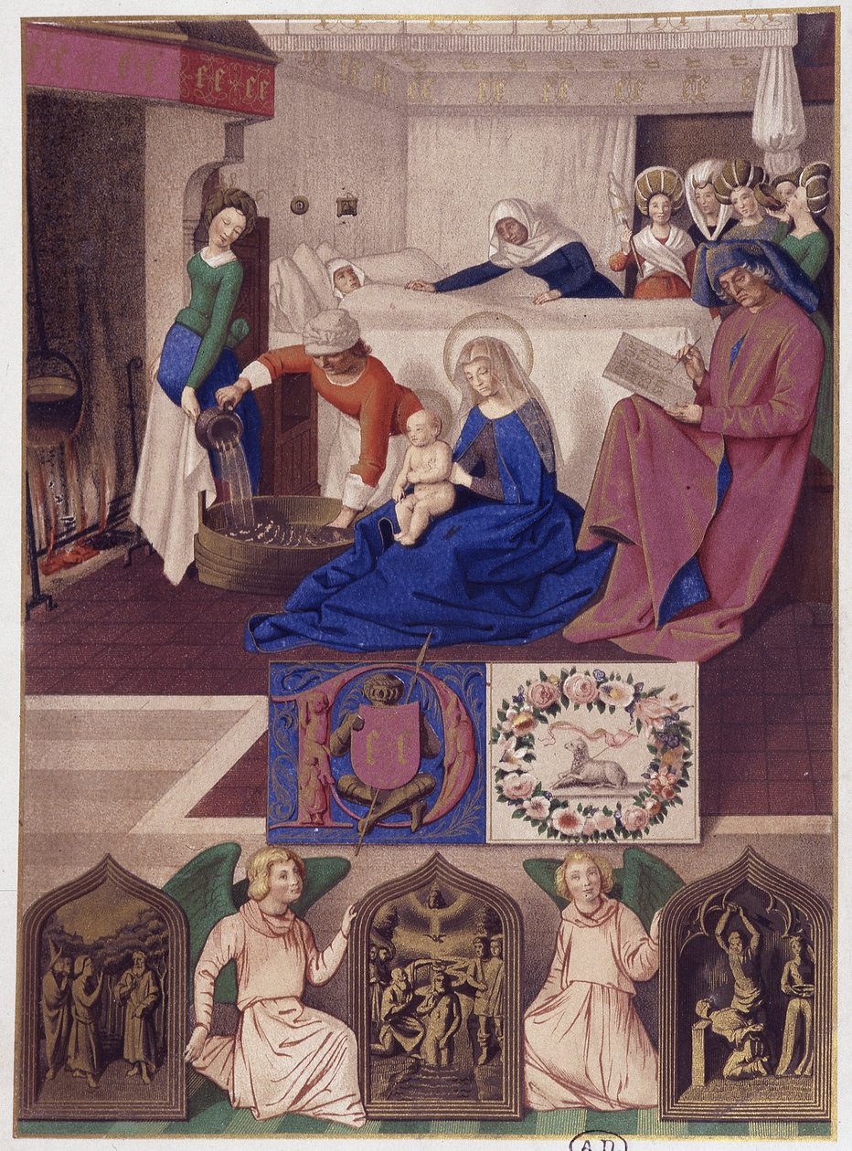 Johannes Döparens födelse (interiör), efter målning av Frankrike 1400-talet. av French School