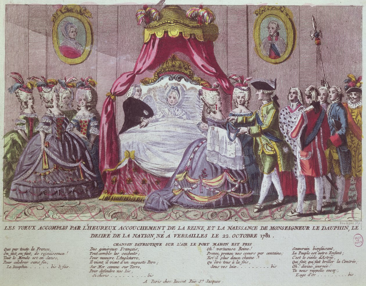 Födelse av Grand Dauphin, Louis Joseph (1781-1789) (färgstick) av French School