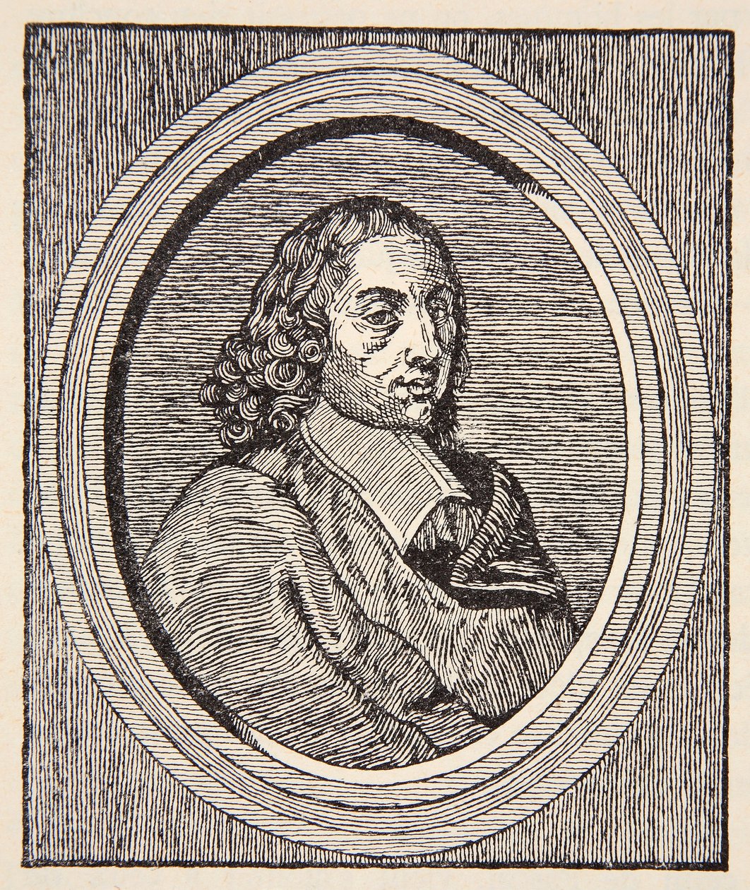 Blaise Pascal, illustration från History of the French Nation, Sciences, Volumes I & II, av Gabriel Hanotaux (1853-1944), 1924 av French School