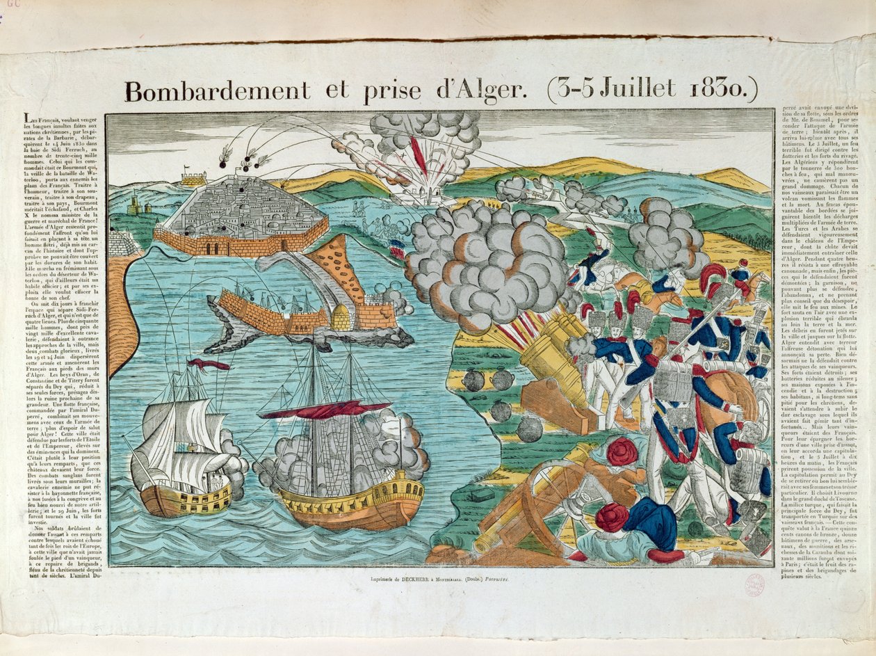 Bombardement och belägring av Alger, 3 juli 1830, ca 1830-35 av French School