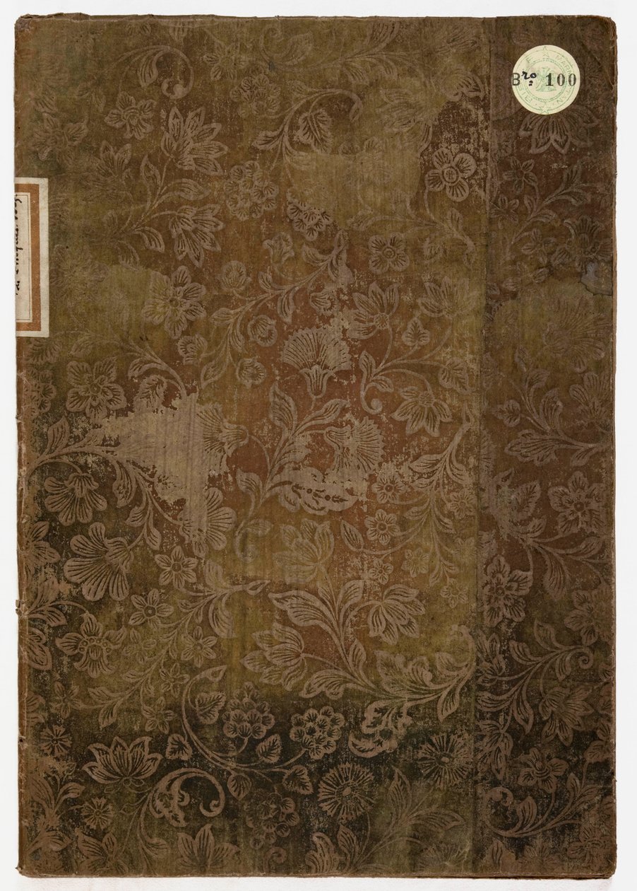 Bok om etiketten för hertigpalatset i Lucca, Lucca, 1805 (broderad textil och papper) av French School