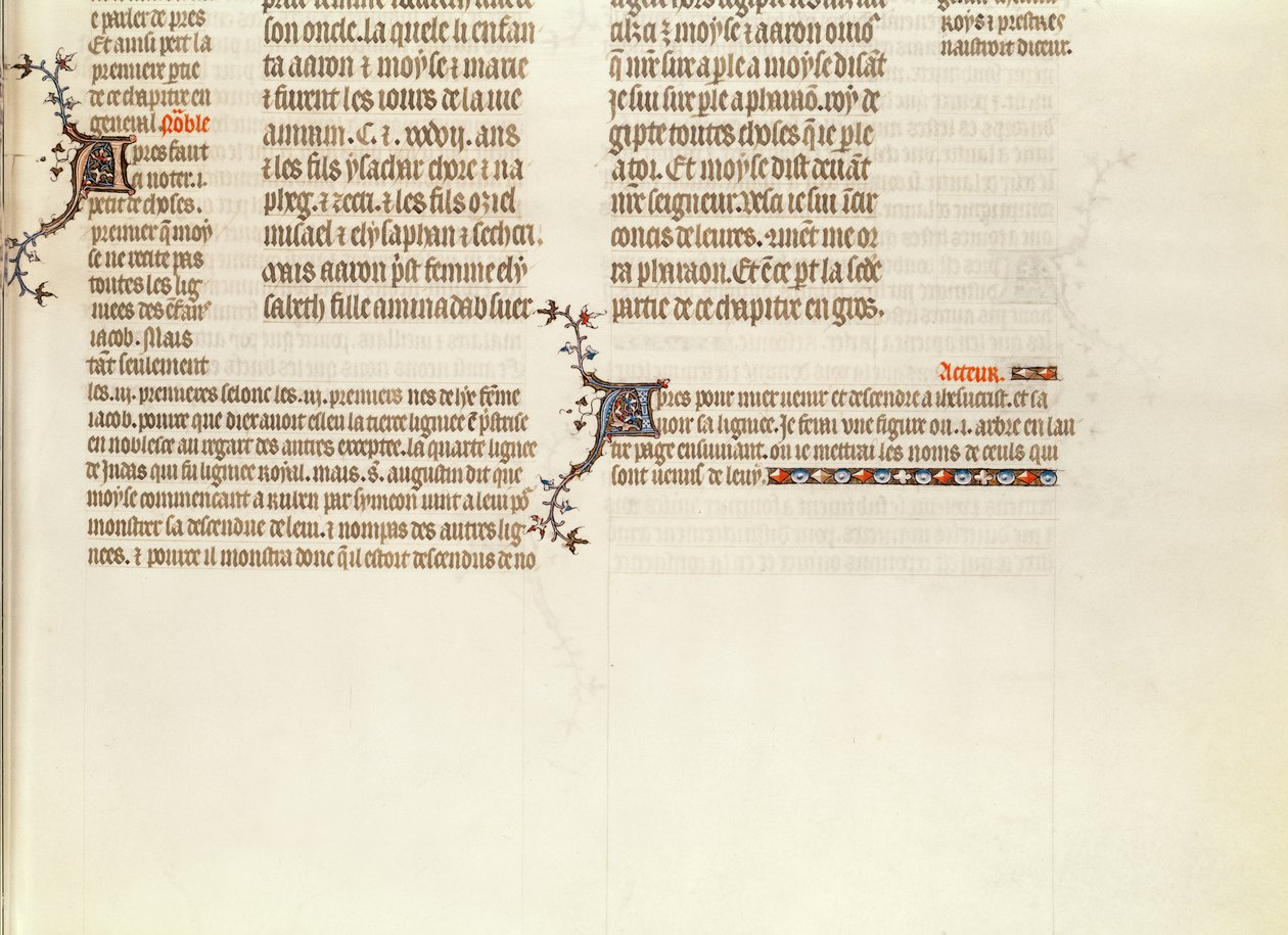 Längst ner på en sida utan miniatyr, från The Bible of Jean de Sy, c.1355 av French School