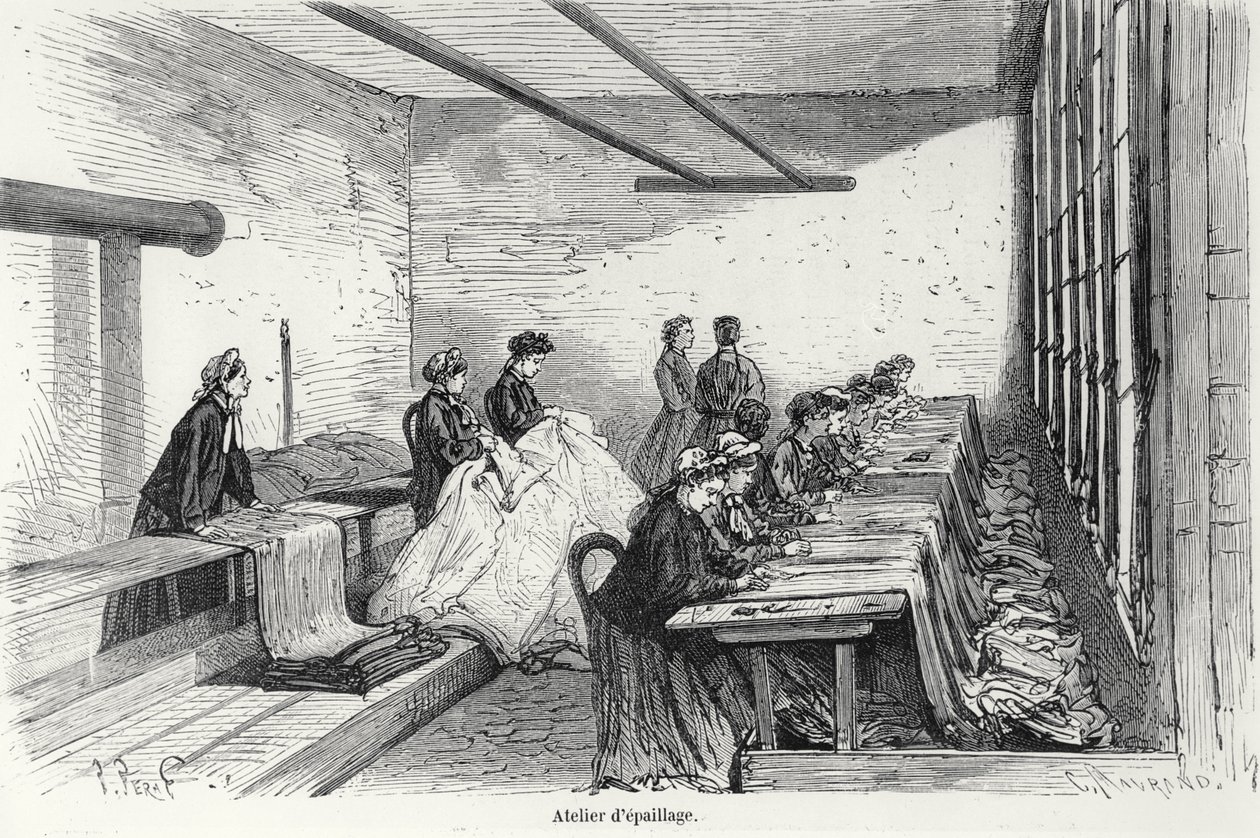 Bouterel färgningsverkstad i Clichy, från Turgan, Paris, 1874 av French School