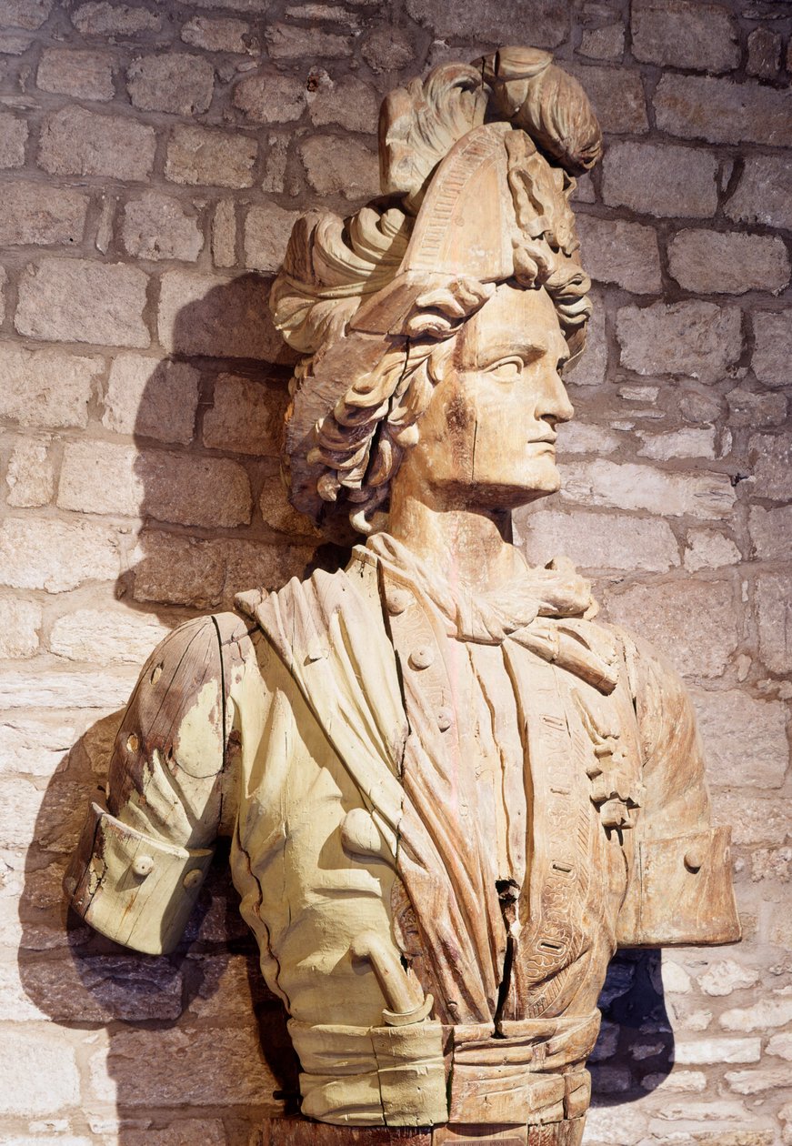 Pilbåge: byst av fransk kapare. 1600-talet Saint Malo, stadsmuseum av French School
