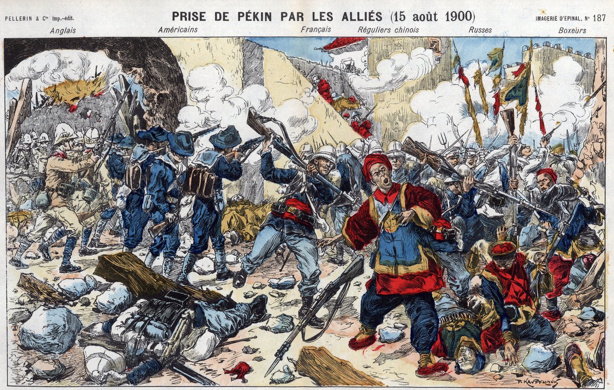 Boxerrevolt (1898-1900): erövring av Pekin av de allierade den 15 augusti av French School